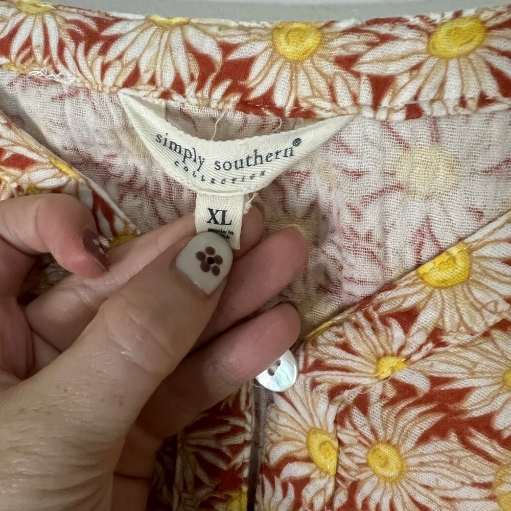 Simply Southern Floral Blouse - Yellow and Orange Country Cowgirl Vibe - Picture 3 of 7